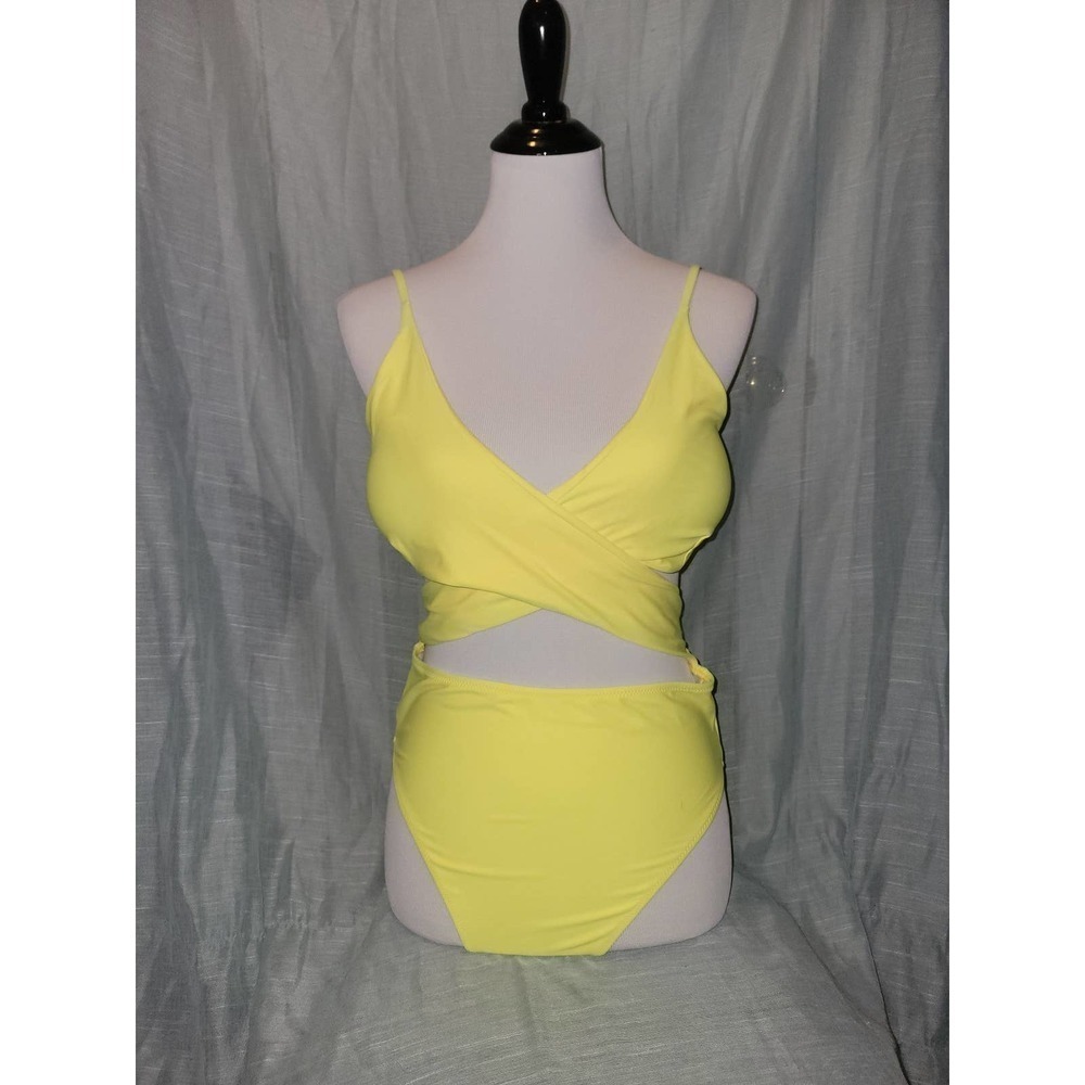 NWOT Bright Yellow, one piece Swimsuit large